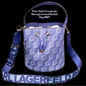 Paris Adel Crossbody Monogrammed Bucket Bag NWT